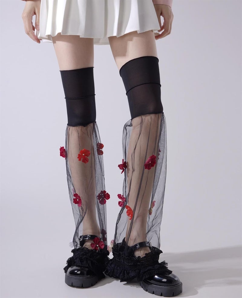 SherryDC Girl's Y2k Kawaii Leg Warmers Cute Lace Harajuku Leg Sleeves Gothic Lolita Long Slouch Socks for Women - Image 4